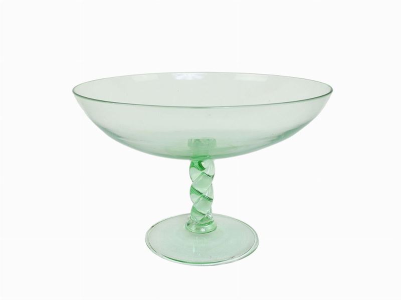 Alzata in Vetro Soffiato Verde Acqua