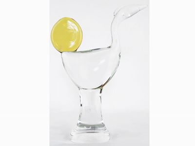 Figura di Volatile in Vetro Spesso Trasparente