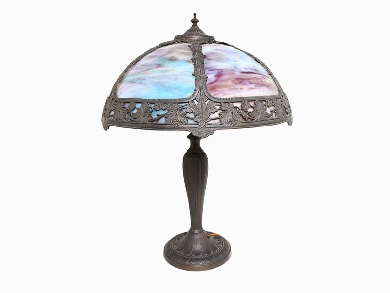 Lampada da Tavolo in Antimonio e Pasta di Vetro