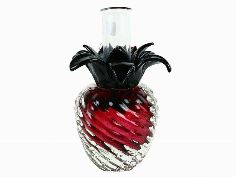 Candeliere a Forma di Ananas in Vetro Diamante Spesso Trasparente e Rosso