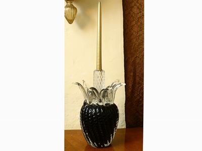 Candeliere a Forma di Ananas in Vetro Diamante Spesso Nero