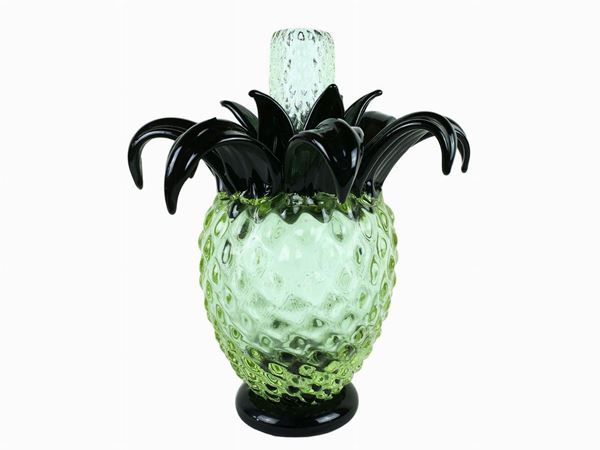 Candeliere a forma di ananas in vetro diamante spesso trasparente  (Murano, 1960)  - Asta La Collezione di Muccia Breda - Villa Donà a Borbiago di Mira (Venezia) - Maison Bibelot - Casa d'Aste Firenze - Milano