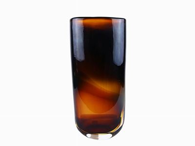 Vaso in Vetro Sommerso Giallo Ocra e Marrone