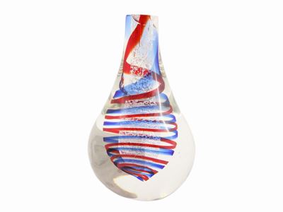 Vaso in Vetro Sommerso con Spirale Policroma All'interno