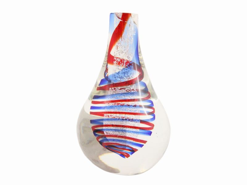 Vaso in Vetro Sommerso con Spirale Policroma All'interno