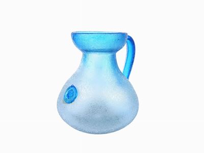 Vaso a Forma di Caraffa in Vetro Soffiato Celeste