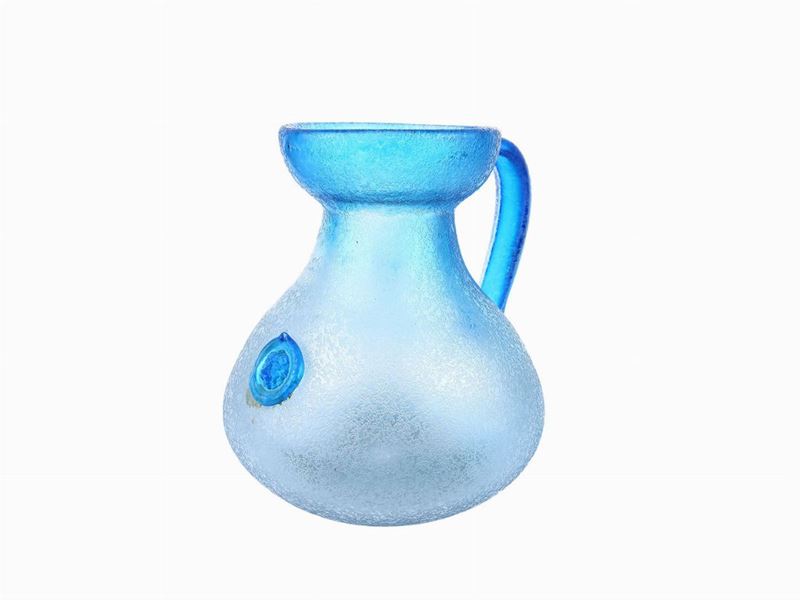 Vaso a Forma di Caraffa in Vetro Soffiato Celeste