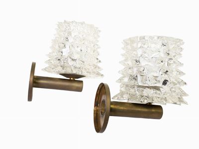 Coppia di Applique in Vetro Bugnato