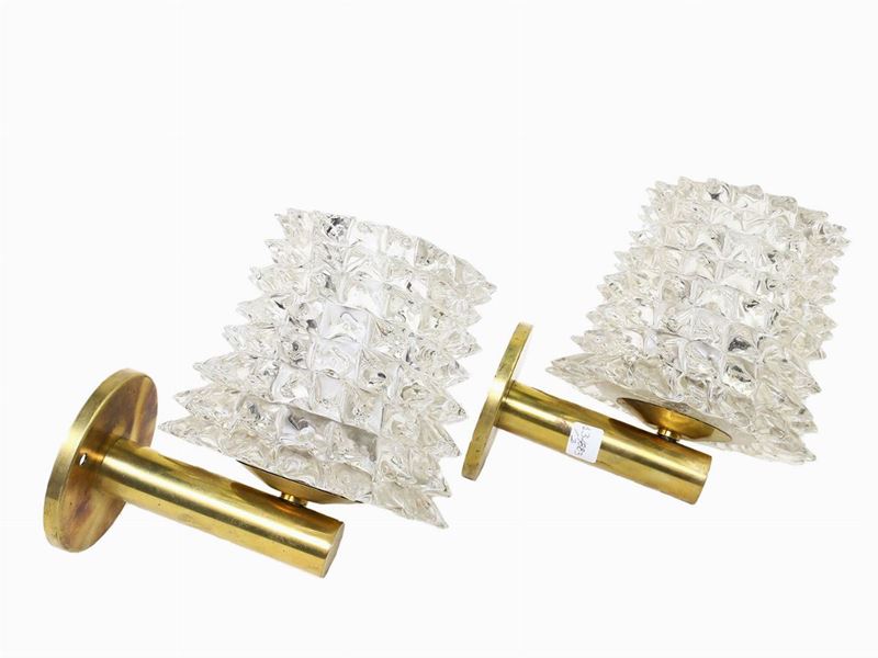 Coppia di Applique in Vetro Bugnato
