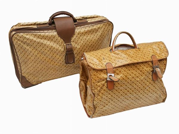 Due valigie in tela beige monogram, Gherardini  - Asta Fashion Vintage - Maison Bibelot - Casa d'Aste Firenze - Milano