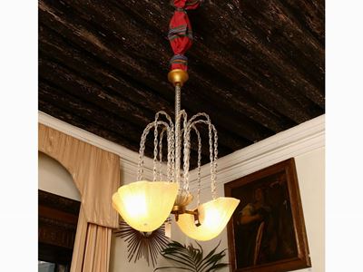 Lampadario Barovier in Vetro Soffiato