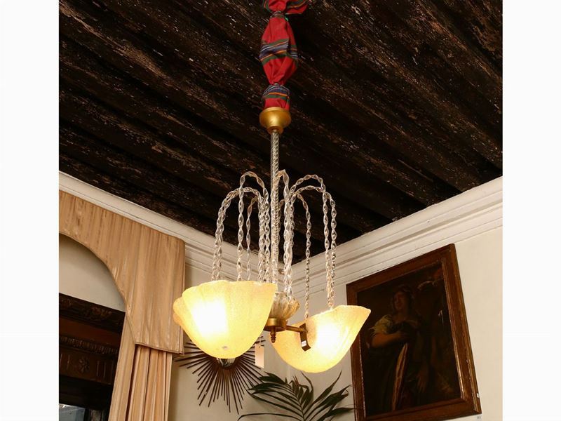 Lampadario Barovier in Vetro Soffiato