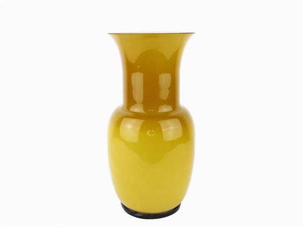 Amber-colored cased glass vase