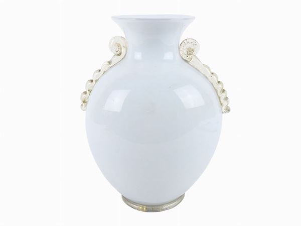 Milky blown glass vase