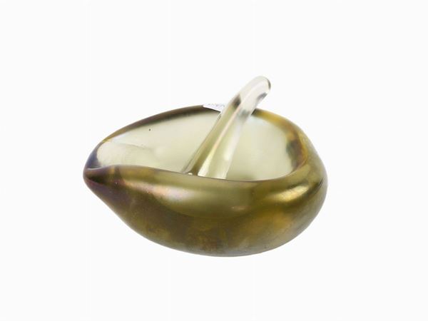 Iridescent glass ashtray highlighted in gold, Venini