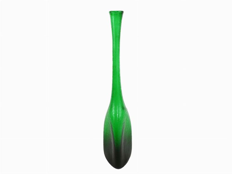 Bottiglia in Vetro Verde Scuro Lavorata All'acido