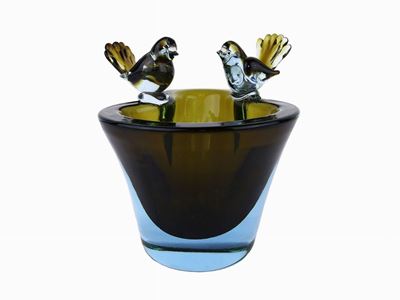 Vasetto in Vetro Sommerso Verde Oliva, Cenedese