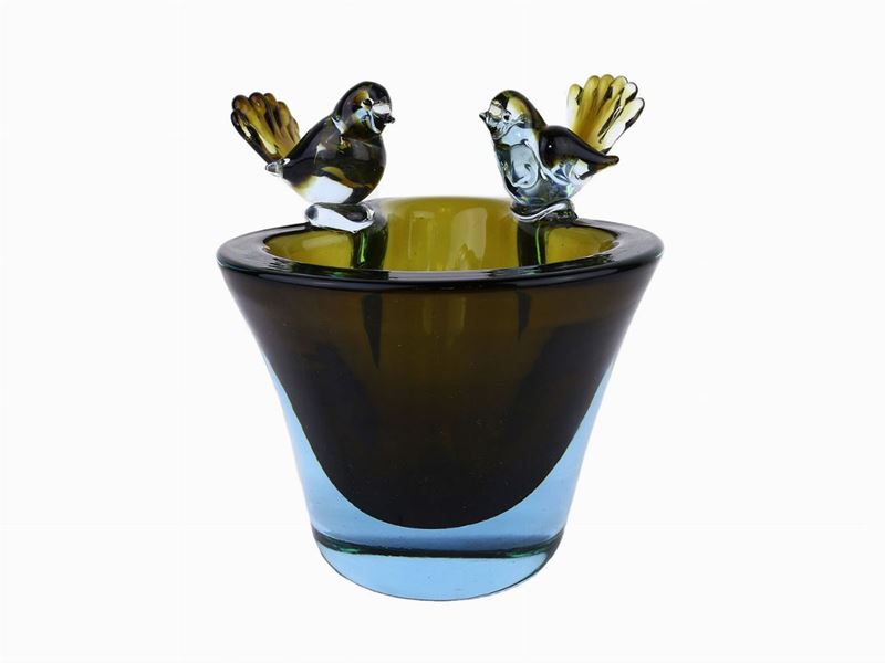Vasetto in Vetro Sommerso Verde Oliva, Cenedese