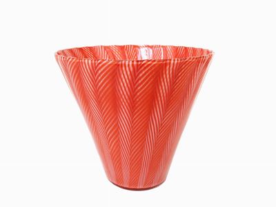 Vaso Cenedese in Vetro Soffiato a Canne Rosse