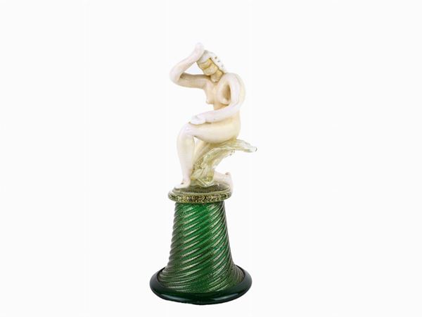 Woman on pedestal, Cenedese & C. in milky glass