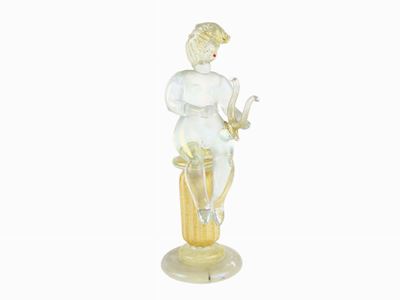Figura di Putto con Lira Cenedese & C. in Cristallo Iridato