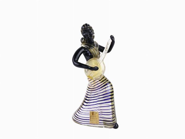 Figure of a gypsy Cenedese and C. in black glass paste