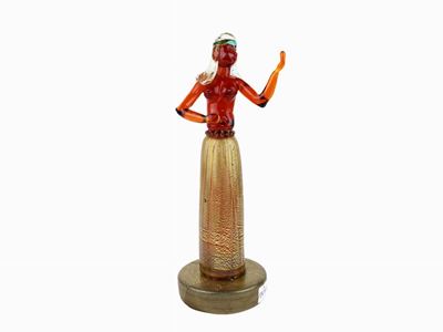 Figura Egizia Cenedese e C. in Cristallo Trasparente Rosso