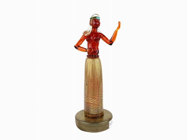 Egyptian figure Cenedese and C. in red transparent crystal  (Murano, 1950)  - Auction The Muccia Breda Collection in Villa Donà -  Borbiago of Mira (Venice) - Maison Bibelot - Casa d'Aste Firenze - Milano