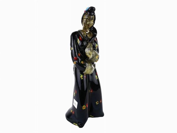 Figure of geisha Cenedese & c in crystal sprinkled with gold
