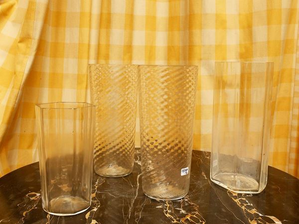 Five blown glass vases