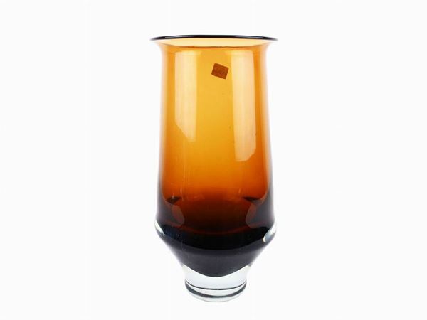 Amber-colored Cenedese submerged glass vase
