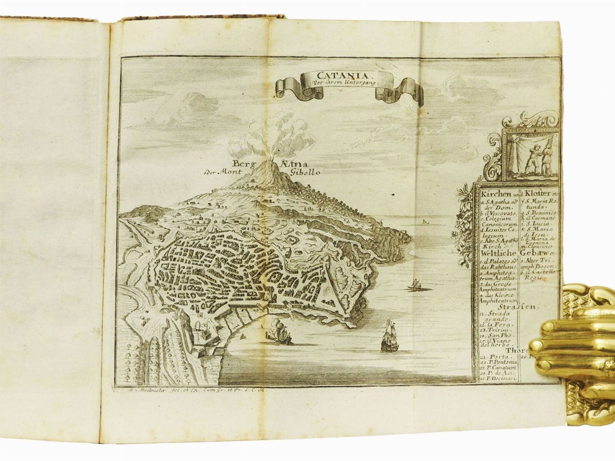 Gabriel Bodenehr - Land-carte Und Abriss D. Fürnehmsten Stätt Und Festungen Des Königreichs Sicil...
