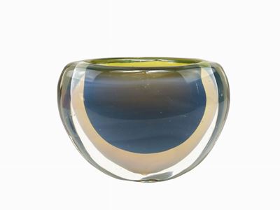 Vaso in Vetro Sommerso a Tre Colori sui Toni del Grigio