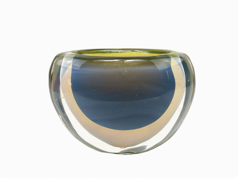 Vaso in Vetro Sommerso a Tre Colori sui Toni del Grigio
