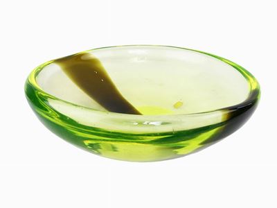 Centrotavola Cenedese in Vetro Sommerso Verde con Banda Marrone
