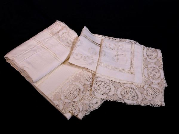 Ivory linen double bed sheet set