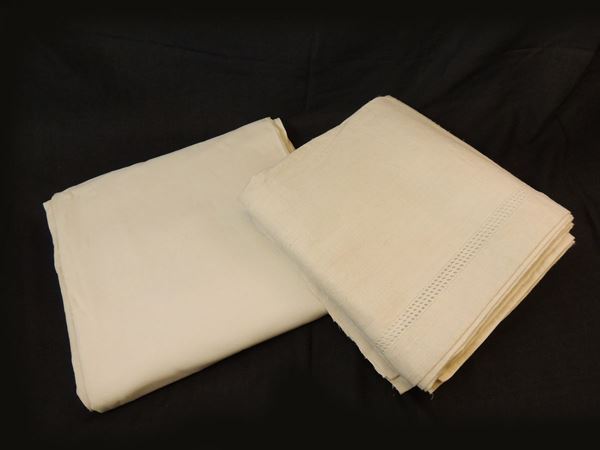 Two linen bed sheets