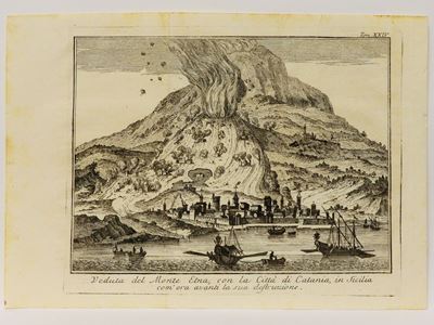 Veduta del Monte Etna, con la Sua Città di Catania, in Sicilia...