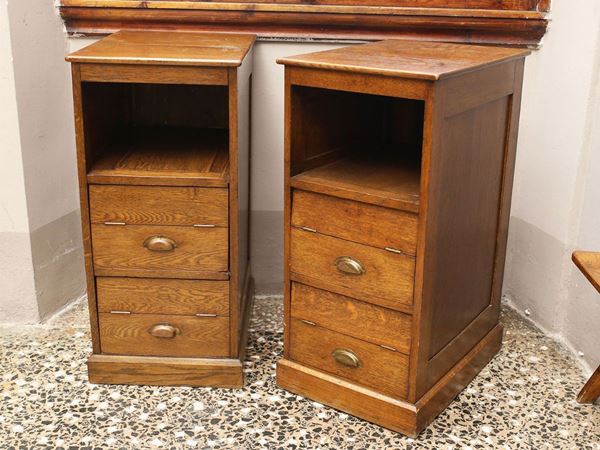 A pair of oak office dressers