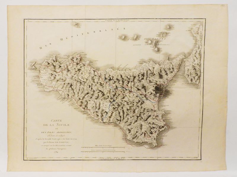 Samuel Schmettau - Carte De la Sicile Et Des Isles Adjacentes