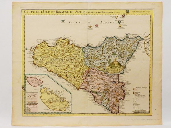 Guillaume Delisle - Carte de l'Isle et Royaume de Sicile