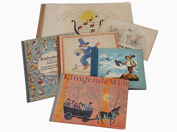 Lotto di sei libri d'epoca di musica per bambini