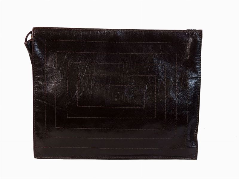 Borsa a Mano in Pelle Marrone, Fendi