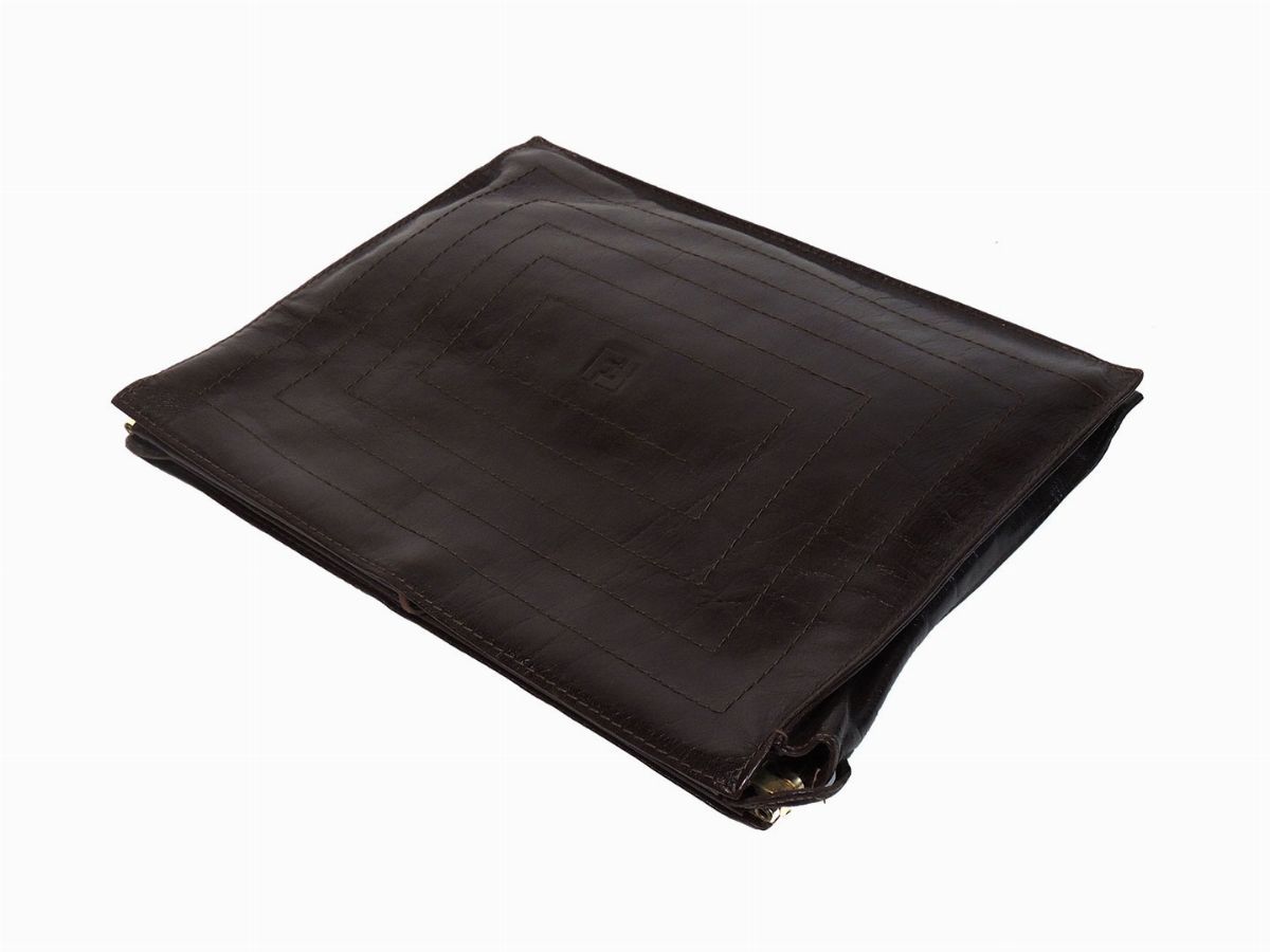 Borsa a Mano in Pelle Marrone, Fendi