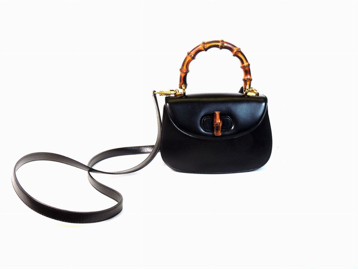 Borsa Mini Bamboo in Pelle Nera, Gucci