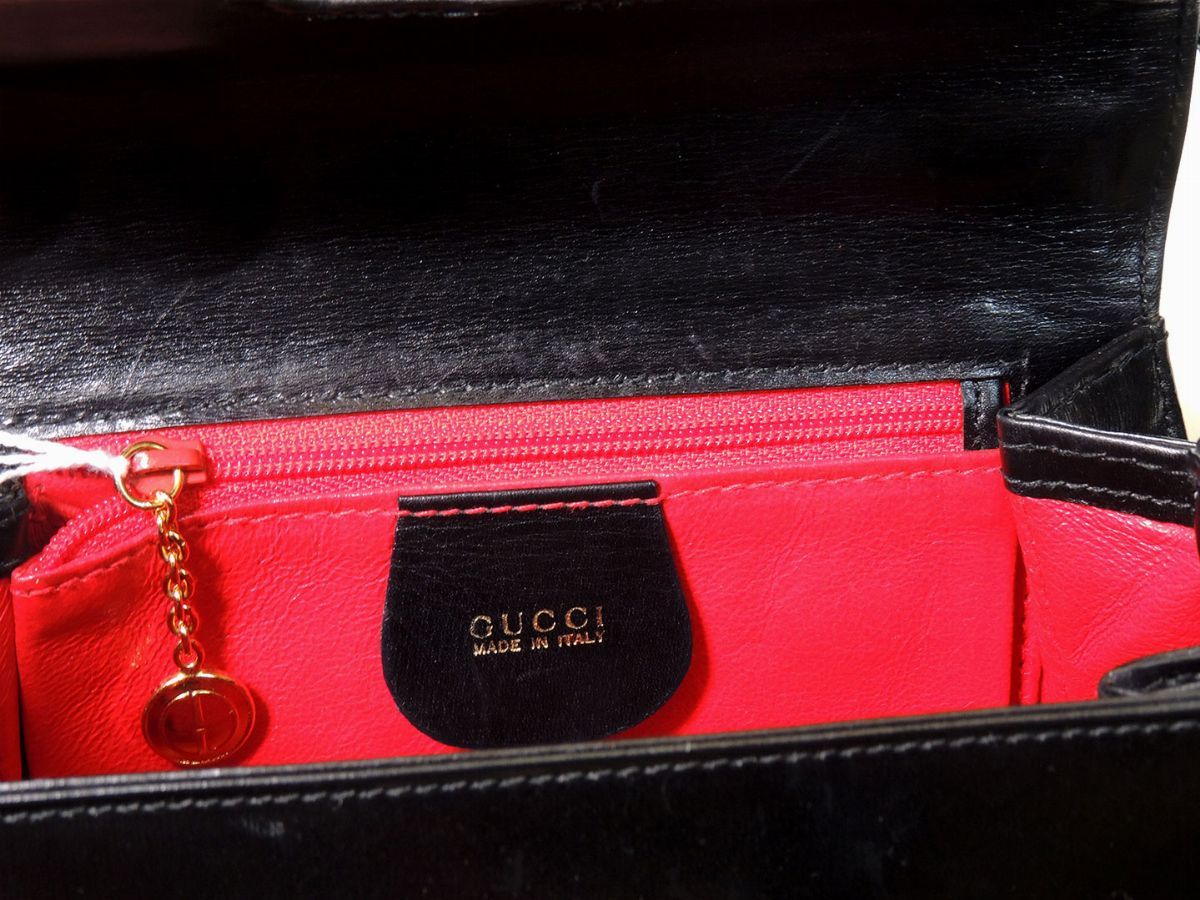 Borsa Mini Bamboo in Pelle Nera, Gucci