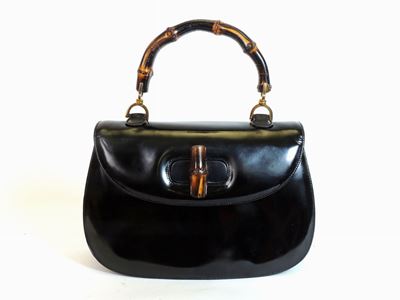 Borsa Bamboo in Pelle Lucida Nera, Gucci
