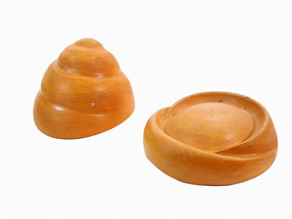Two soft wood hat molds