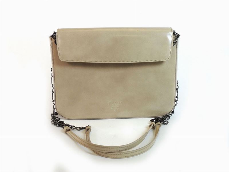 Borsa a Spalla in Pelle Color Sabbia, Prada