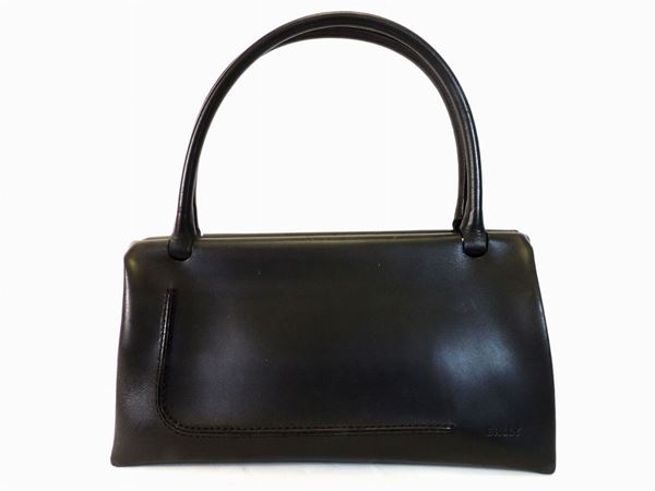 Black leather shoulder bag, bally